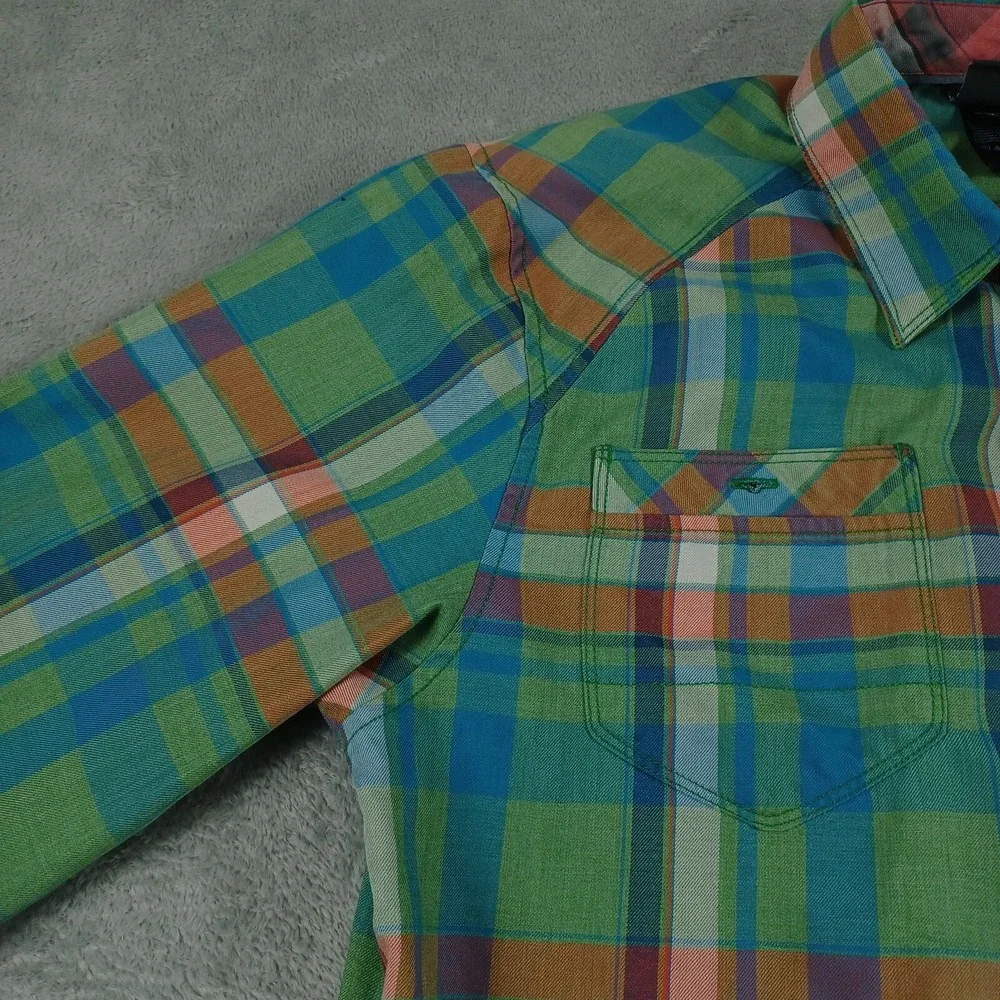 The North Face Shirt Mens Medium Green‎ Plaid Outdoor Pocket Button Up